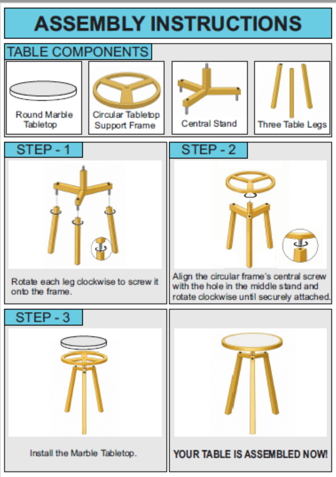 Round Marble Top Side Table | Gold Metal Frame | End Table | Accent Furniture