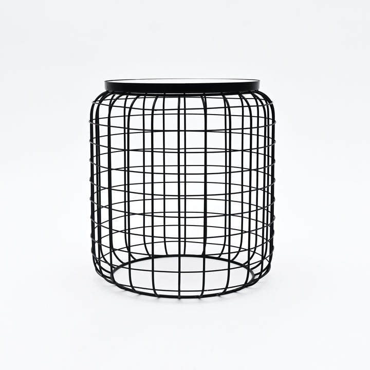 Marble End Table | Round Side Table | Black Metal Frame | Modern Living Room Decor