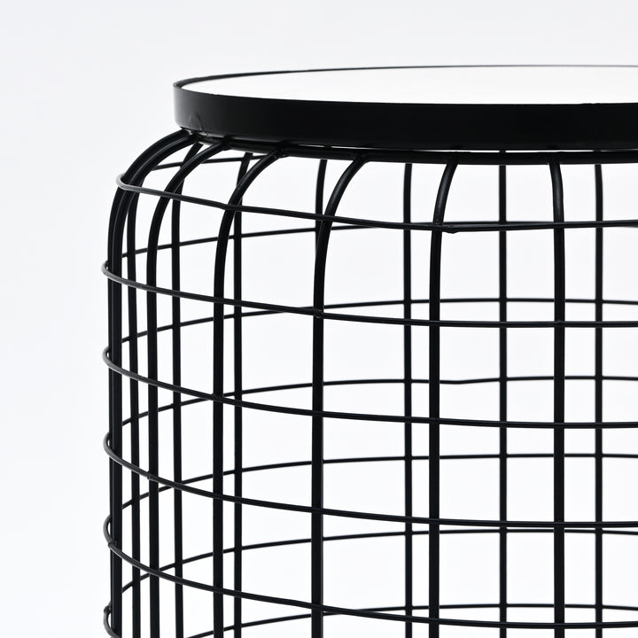 Marble End Table | Round Side Table | Black Metal Frame | Modern Living Room Decor