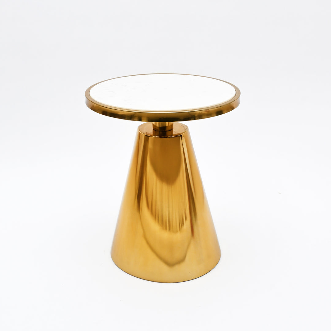 White Marble Side Table | Gold Metal Frame | Modern End Table | Home Decor Accent