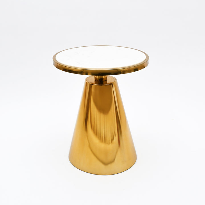 White Marble Side Table | Gold Metal Frame | Modern End Table | Home Decor Accent