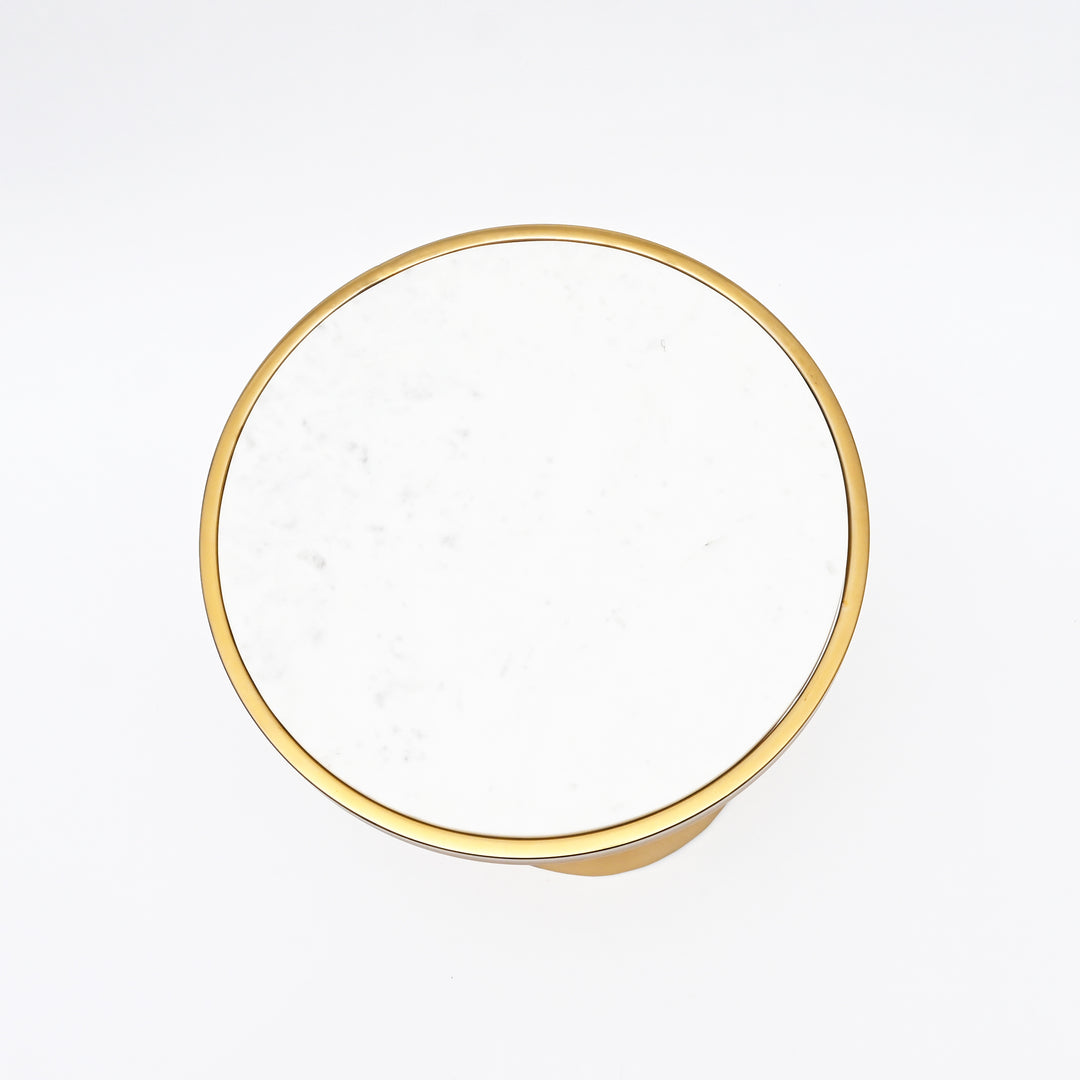 White Marble Side Table | Gold Metal Frame | Modern End Table | Home Decor Accent