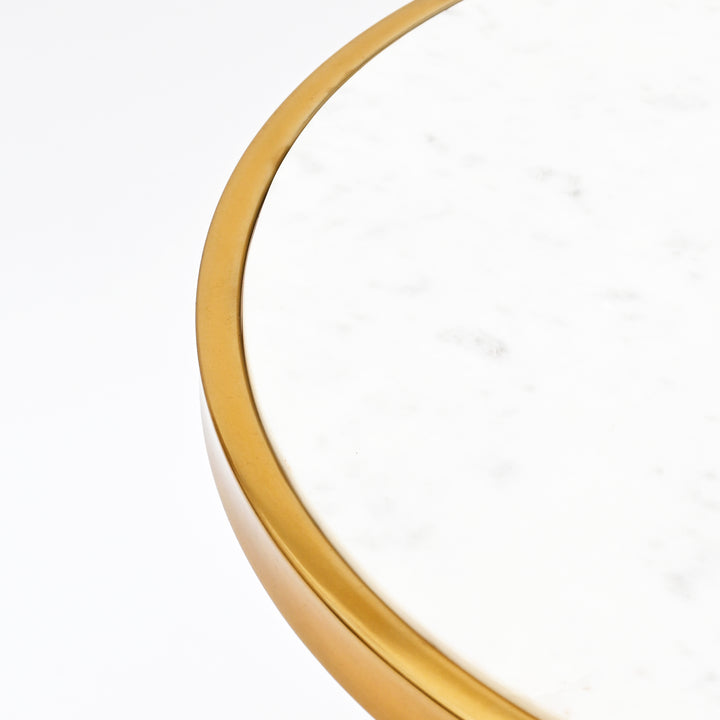 White Marble Side Table | Gold Metal Frame | Modern End Table | Home Decor Accent