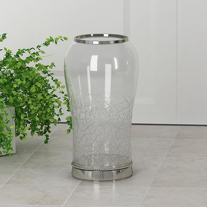 Bathroom Tumbler Cup | Decorative Rinse Cup,Drinking Glass,Toothbrush & Makeup Brush Holder for Vanity Countertops,Sink & Desk | Crackle/Glass