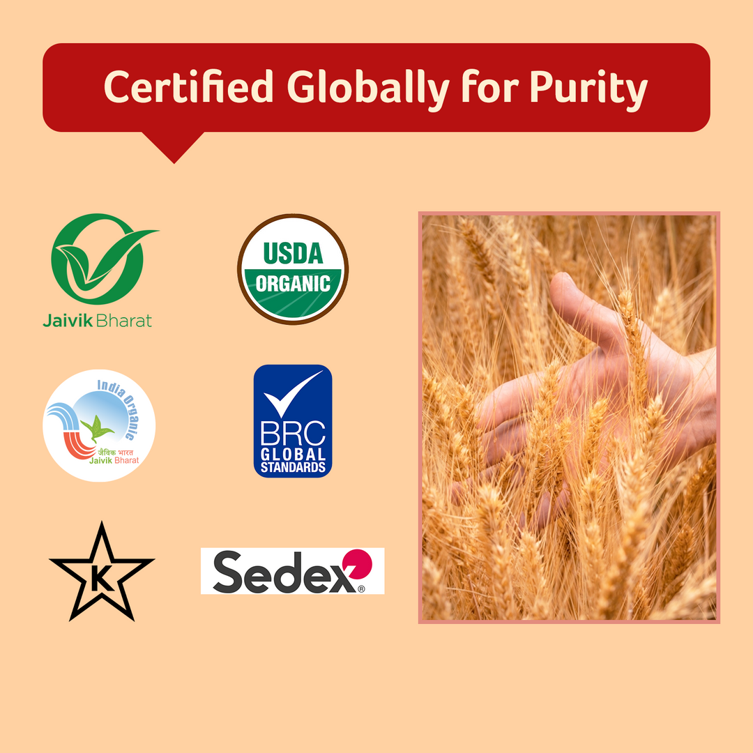 Organic Whole Wheat Flour (Chakki Atta) 10 lbs Pack of 5