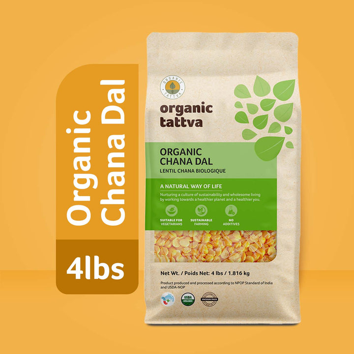 Organic Chana Dal 4 lbs Pack of 6