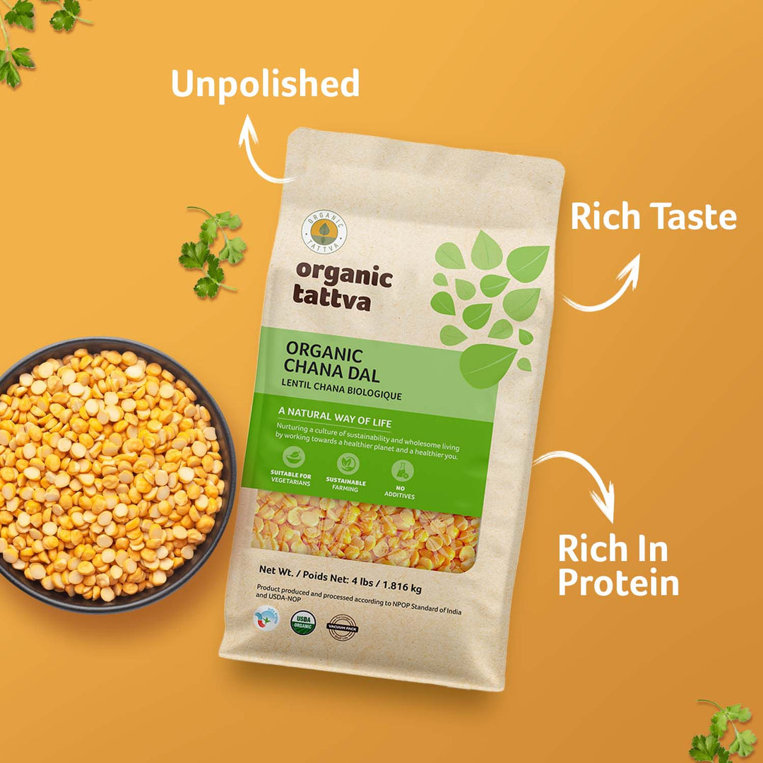 Organic Chana Dal 4 lbs Pack of 6
