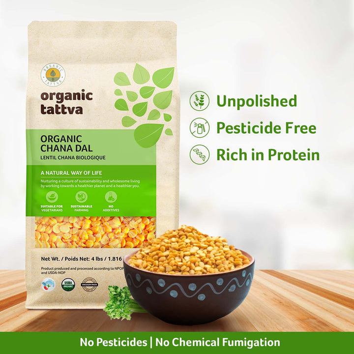 Organic Chana Dal 4 lbs Pack of 6