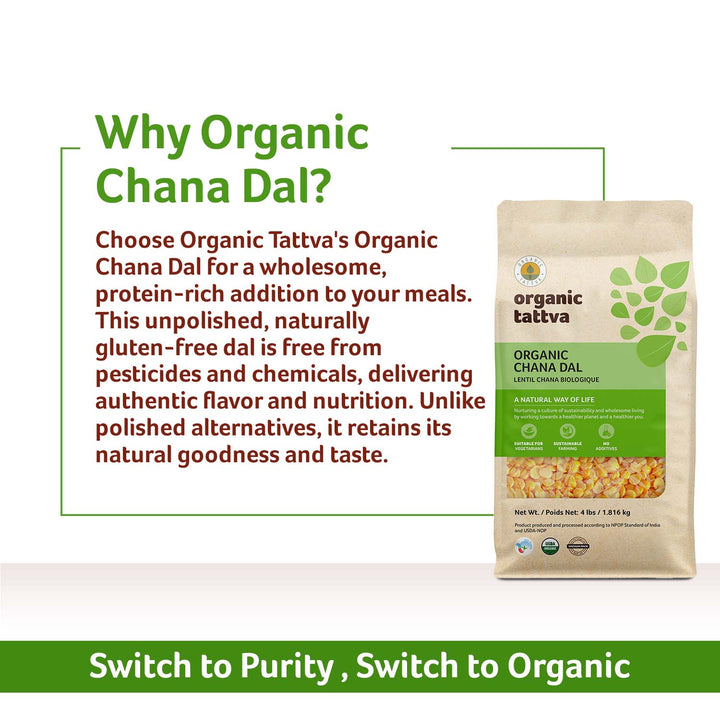 Organic Chana Dal 4 lbs Pack of 6