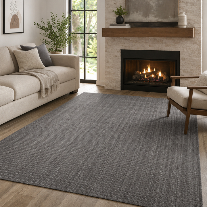 Area Rug | Wool & Bamboo Silk Handloom Rug | Brown