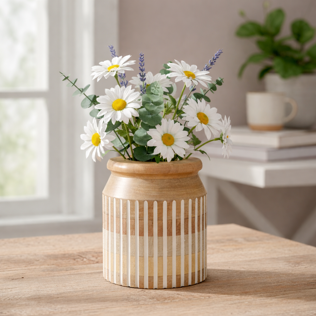 Vase | Decorative Handcrafted Accent Wood Vase | Rustic & Boho Style | Living Room, Bedroom & Entryway