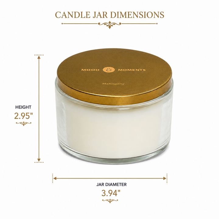 Mahogany Glass Jar Candle with 3 Wicks | Christmas Scented Wax Candle