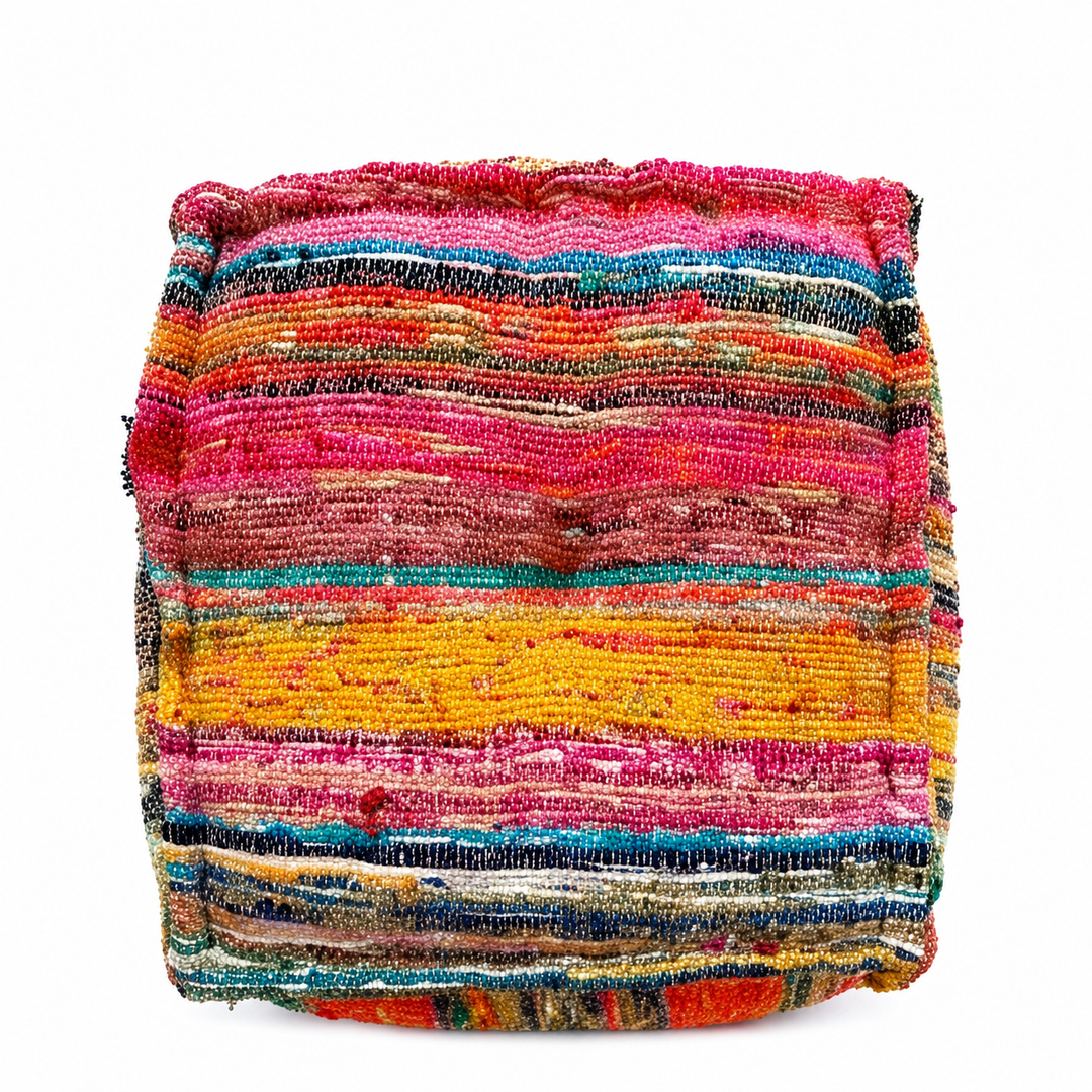 Pouf Ottoman, 20x20x14" Handmade Floor Cushion Puff Seat