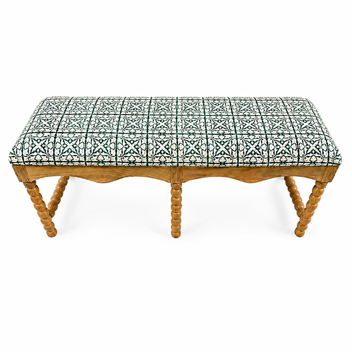 Cotswold Spindle Upholstered Bench with Acacia Wood Frame