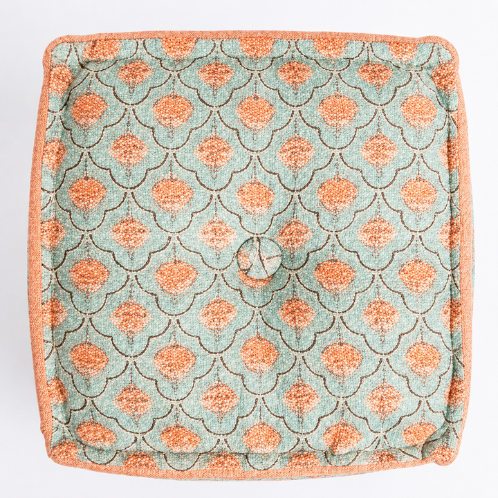 Floral Print Cube Ottoman, 20x20x14 Inch Handmade Floor Pouf