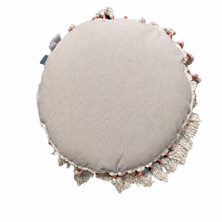 Embroidered Floor Pillow with Tassels & Filler, 20x20x3.5"