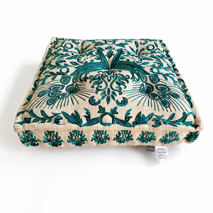 Embroidered Square Floor Pillow 30x30x5", Seating Cushion
