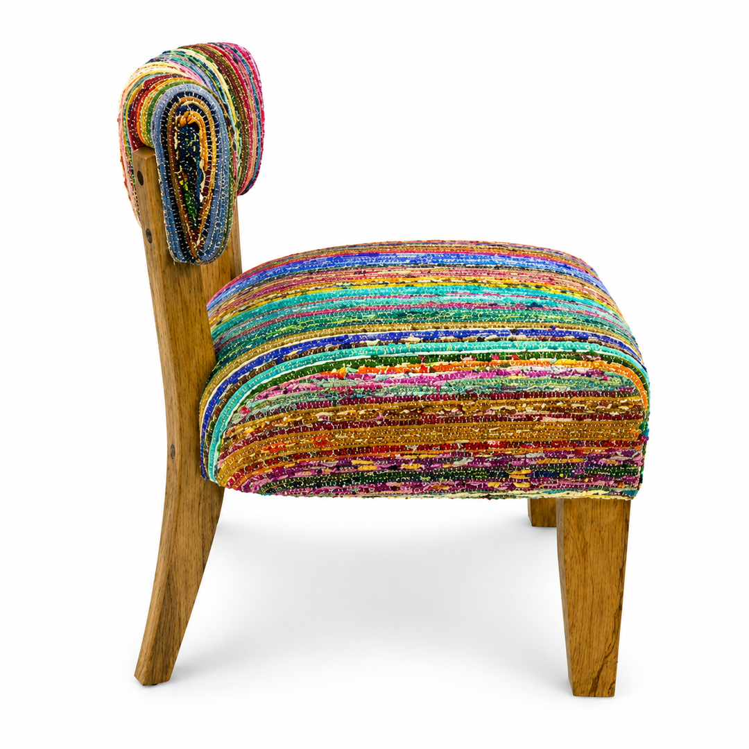 Upholstered Accent Chair, 25x25x27" with  Acacia Wood Frame