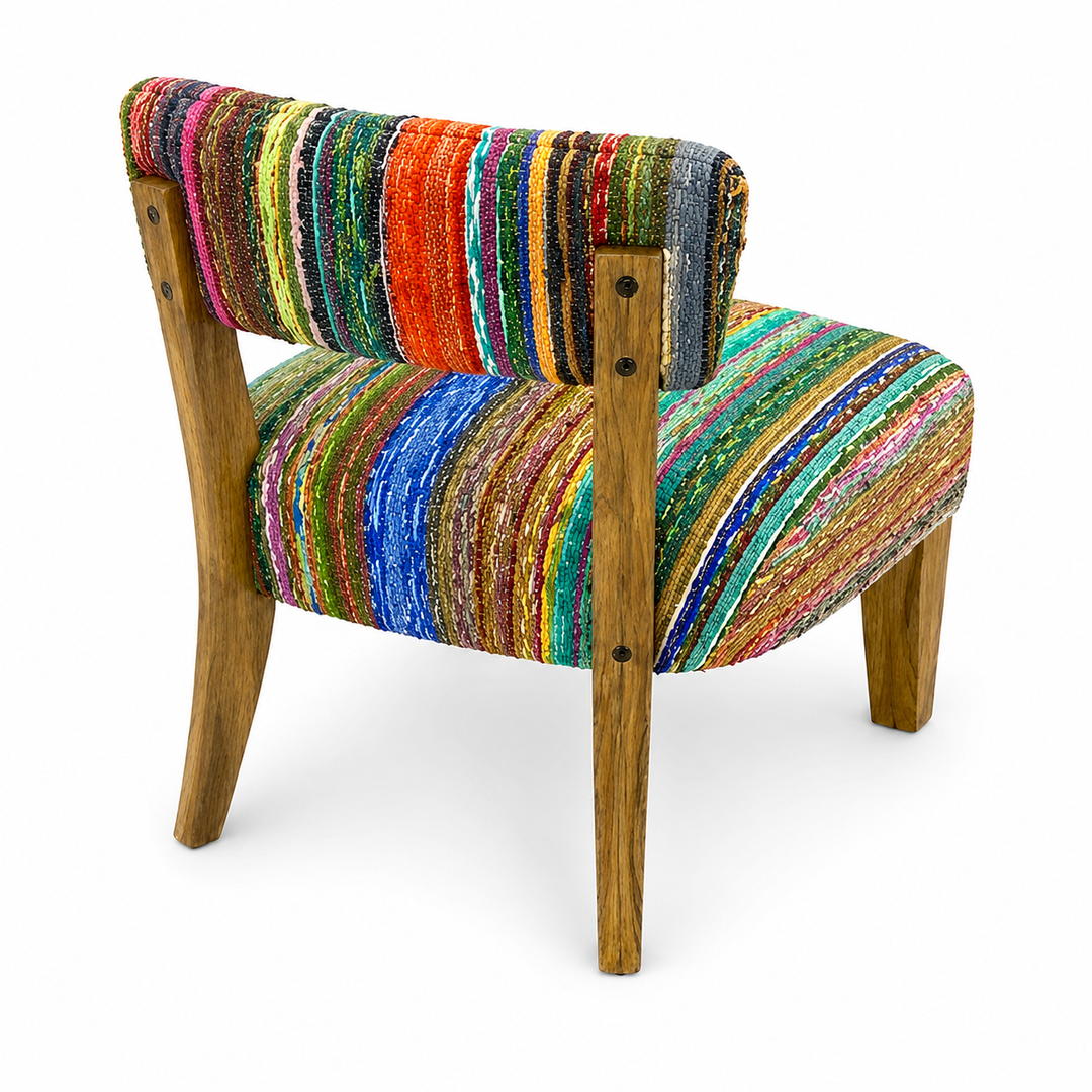 Upholstered Accent Chair, 25x25x27" with  Acacia Wood Frame