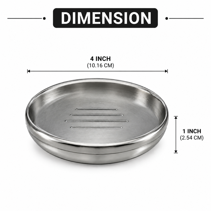 Stainless Steel Soap Dish, 4" x 4" x 1", Rust-Resistant Bathroom Soap Holder, Modern Countertop Soap Tray for Bathroom, Kitchen & Vanity