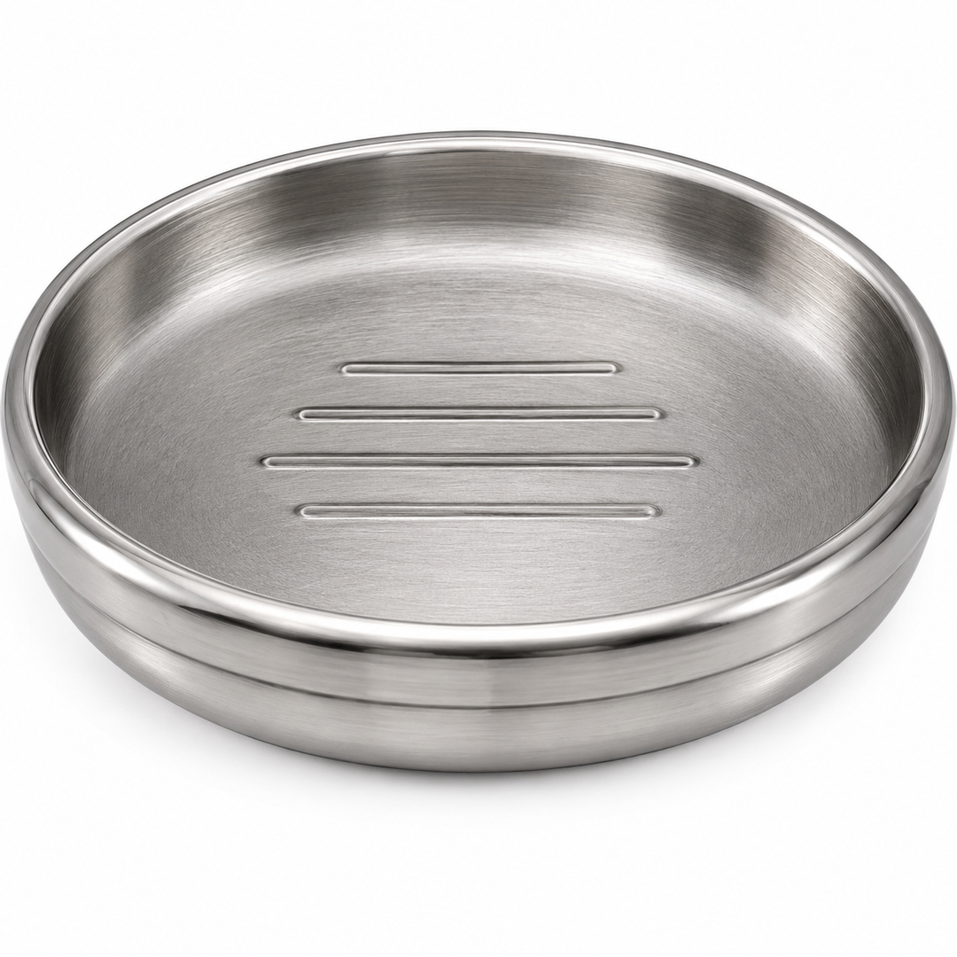 Stainless Steel Soap Dish, 4" x 4" x 1", Rust-Resistant Bathroom Soap Holder, Modern Countertop Soap Tray for Bathroom, Kitchen & Vanity