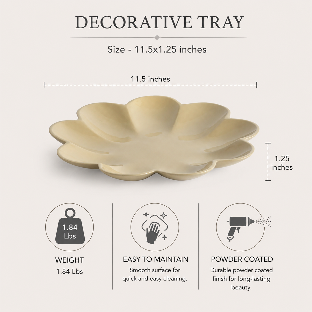 Decorative Petal Tray | Beige | Aluminum