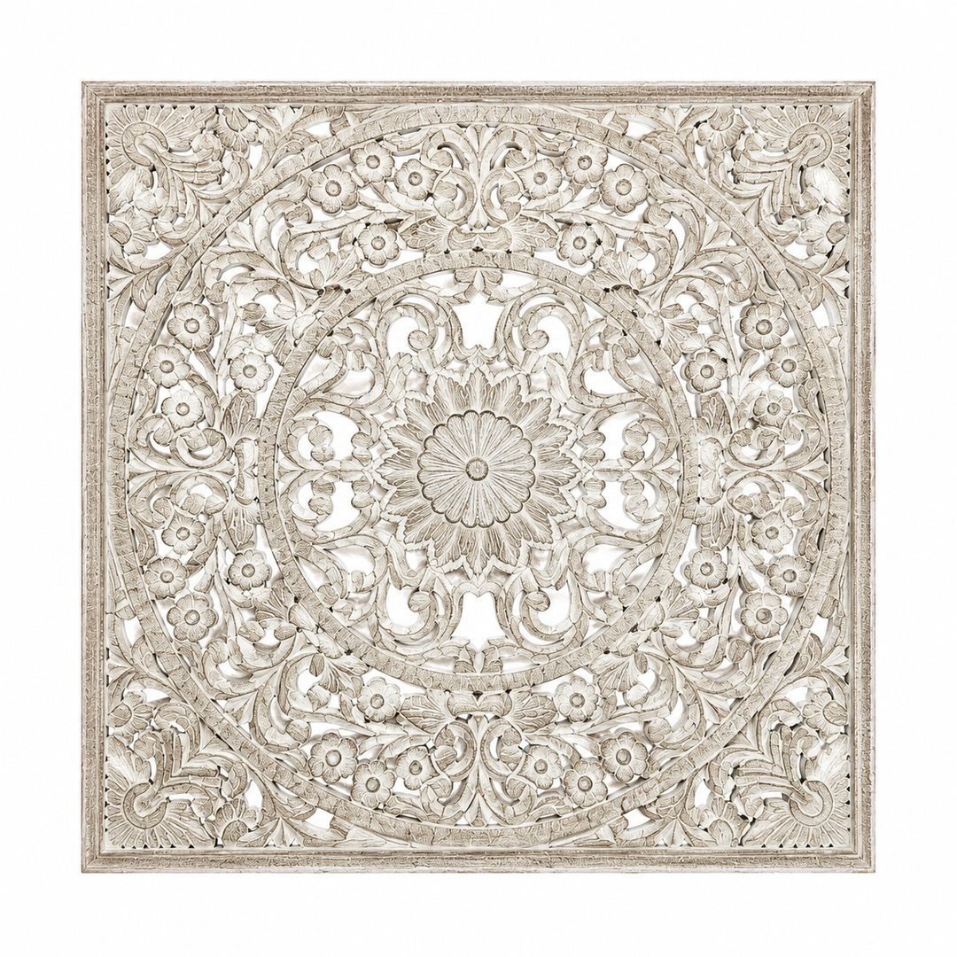 Mandala Hand Carved Wall Decor | Wooden Wall Art, 48 x 48"