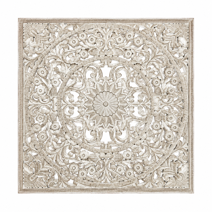 Mandala Hand Carved Wall Decor | Wooden Wall Art, 48 x 48"