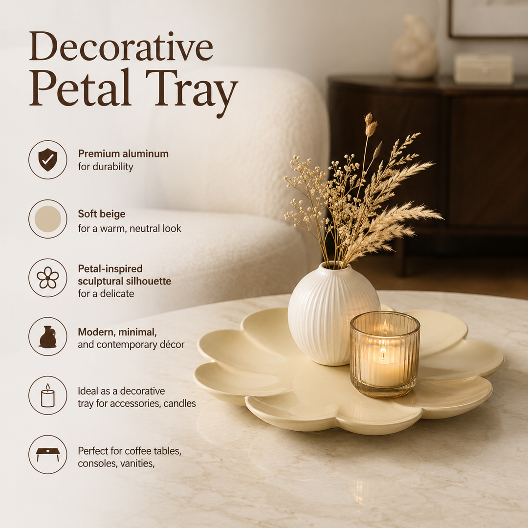 Decorative Petal Tray | Beige | Aluminum