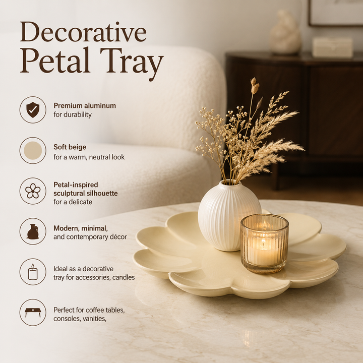 Decorative Petal Tray | Beige | Aluminum