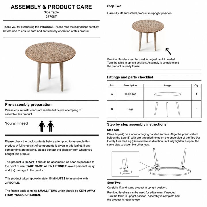 Handmade Mango Wood Round Accent Table, 21x21x22", Knockdown