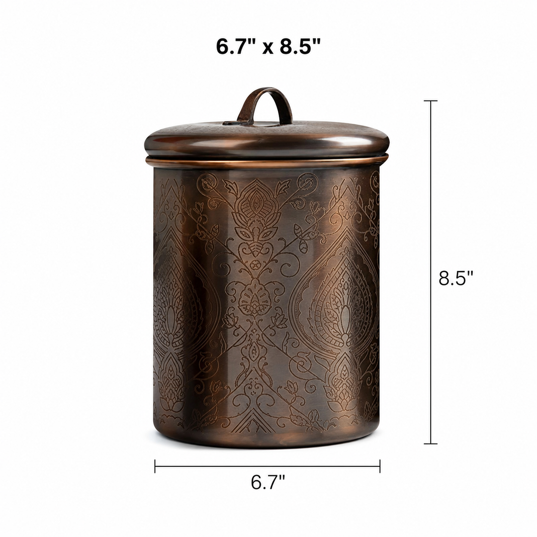 Etached Stainless Steel Canister with Rubber Seal Lid | Antique Copper Finish |  Beautiful Food Storage Container for Kitchen Counter, Tea, Sugar, Coffee, Caddy, Flour Canister