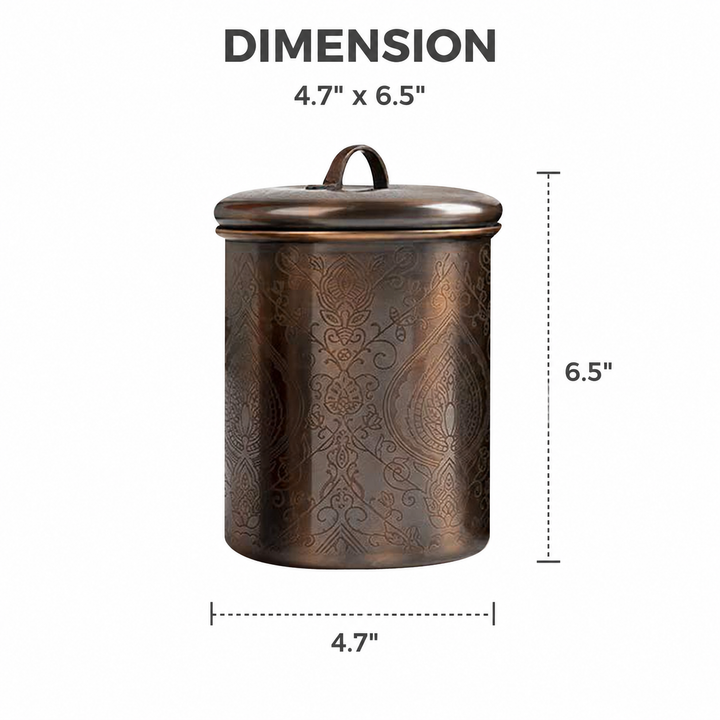 Etached Stainless Steel Canister with Rubber Seal Lid | Antique Copper Finish |  Beautiful Food Storage Container for Kitchen Counter, Tea, Sugar, Coffee, Caddy, Flour Canister
