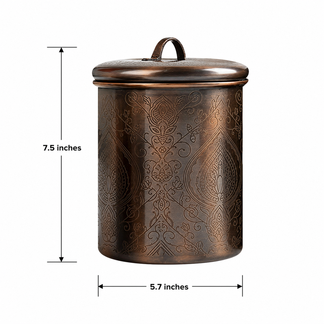 Etached Stainless Steel Canister with Rubber Seal Lid | Antique Copper Finish |  Beautiful Food Storage Container for Kitchen Counter, Tea, Sugar, Coffee, Caddy, Flour Canister