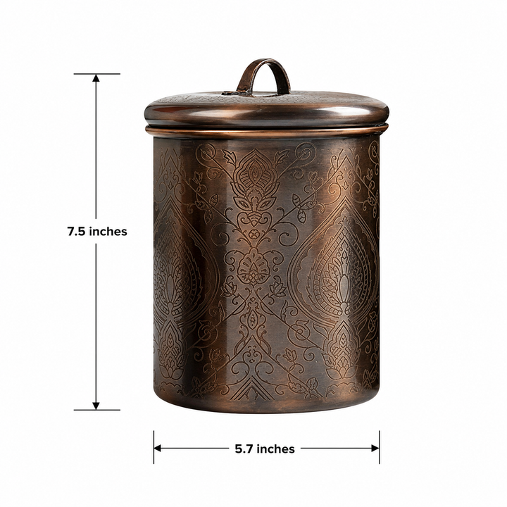Etached Stainless Steel Canister with Rubber Seal Lid | Antique Copper Finish |  Beautiful Food Storage Container for Kitchen Counter, Tea, Sugar, Coffee, Caddy, Flour Canister
