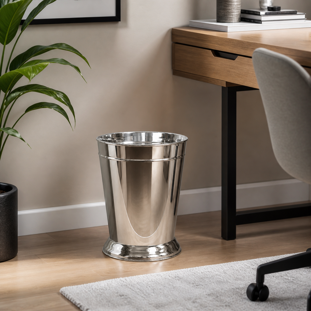 Polished Stainless Steel Wastebasket, 9Qt