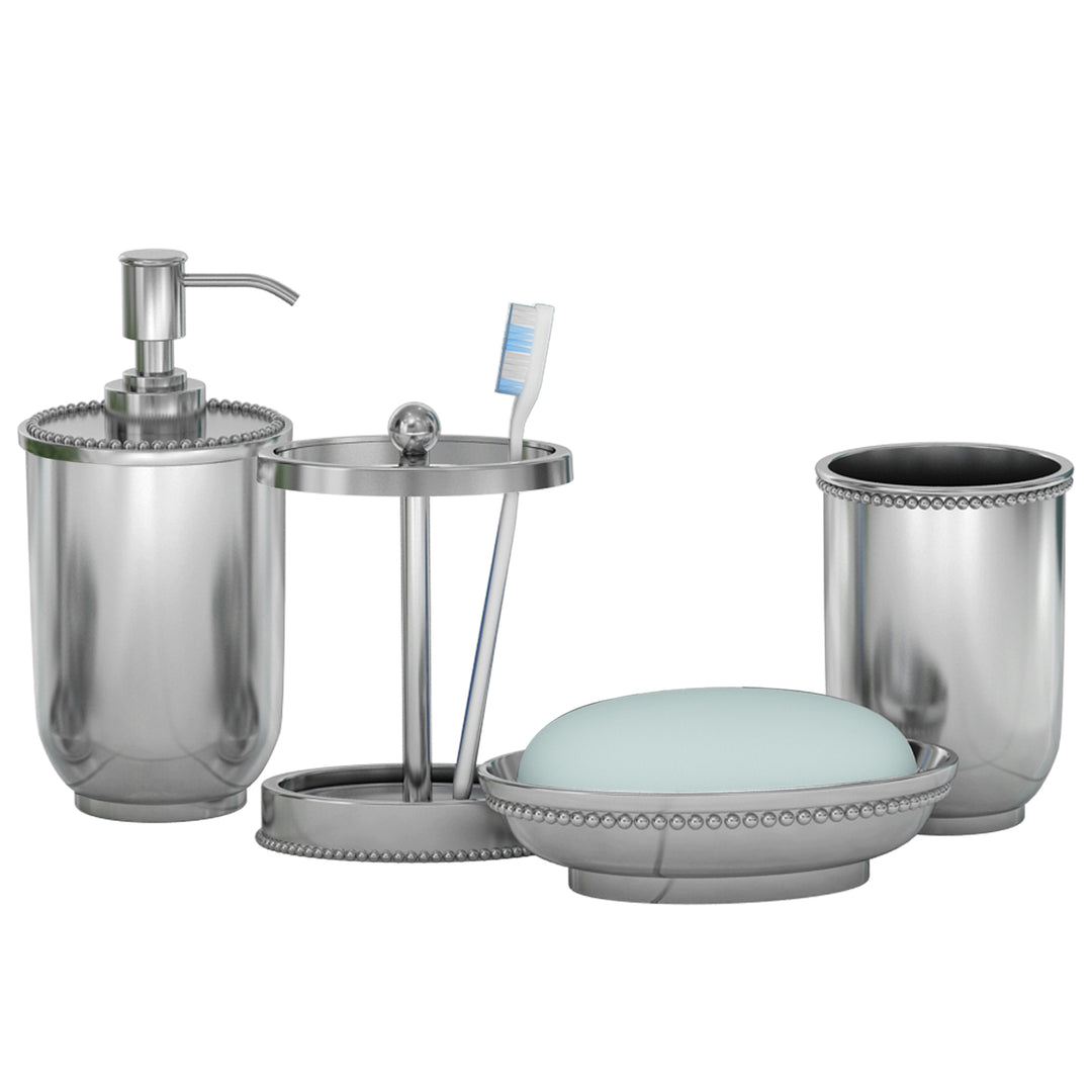 Stainless Steel Bathroom Tumbler Cup | Decorative Rinse Cup,Drinking Glass,Toothbrush & Makeup Brush Holder for Vanity Countertops,Sink & Desk | Shiny