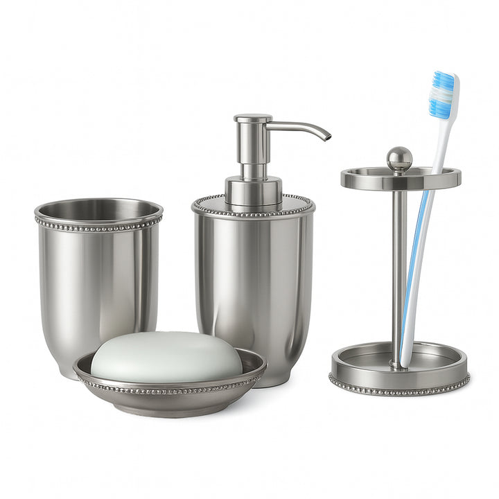Metal Toothbrush Holder | Compact Multi-Slot Holder for Toothbrushes,Razors & Makeup Accessories | Shiny