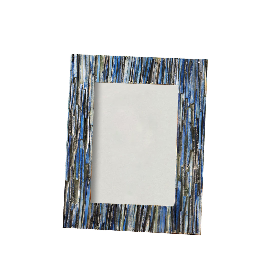 Sky Blue Dyed Bone Chiseled Inlay Frame Picture Size: 5 X 7/1.5