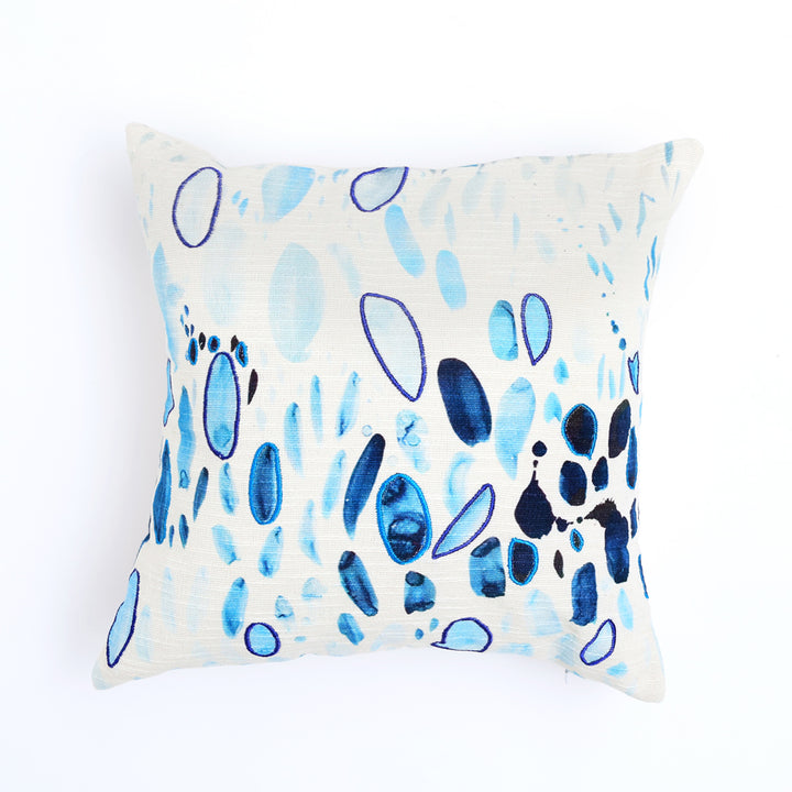 Coastal Droplets Printed & Embroidered Pillow 18"X18"