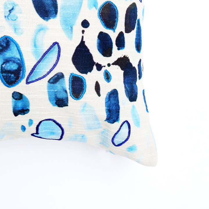 Coastal Droplets Printed & Embroidered Pillow 18"X18"