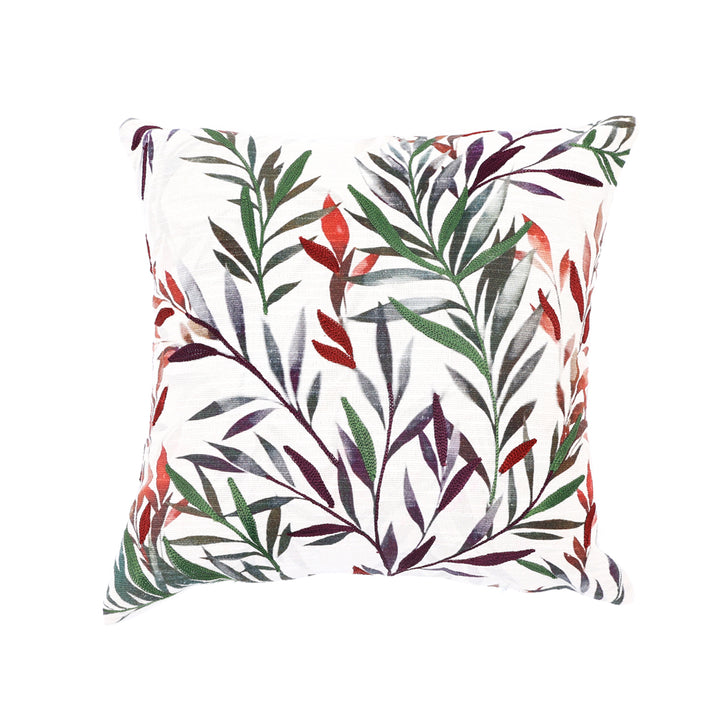 Floral Fusion Printed & Embroidered Pillow 18"X18"