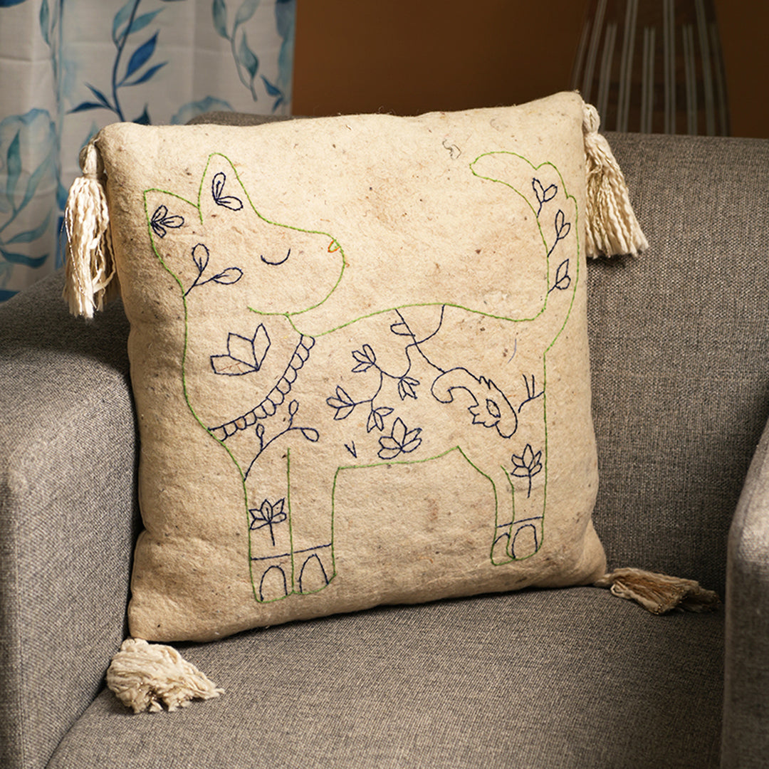 100% Wool Embroidery Cushion