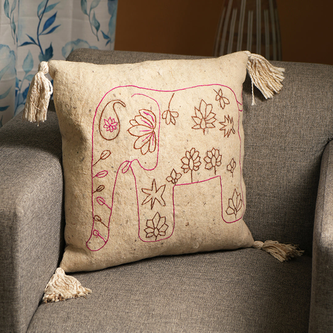 100% Wool Embroidery Cushion