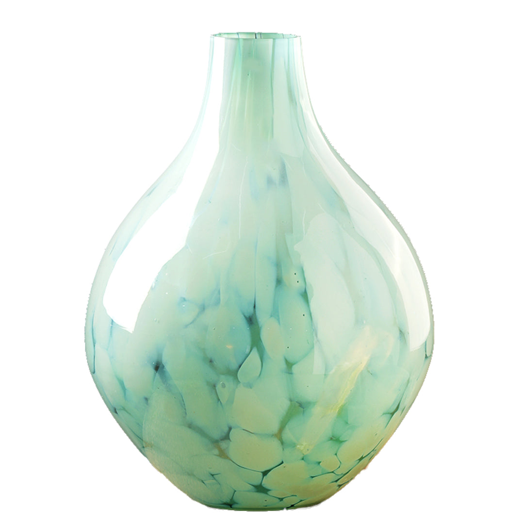 White Splutter Green Glass Vase-1