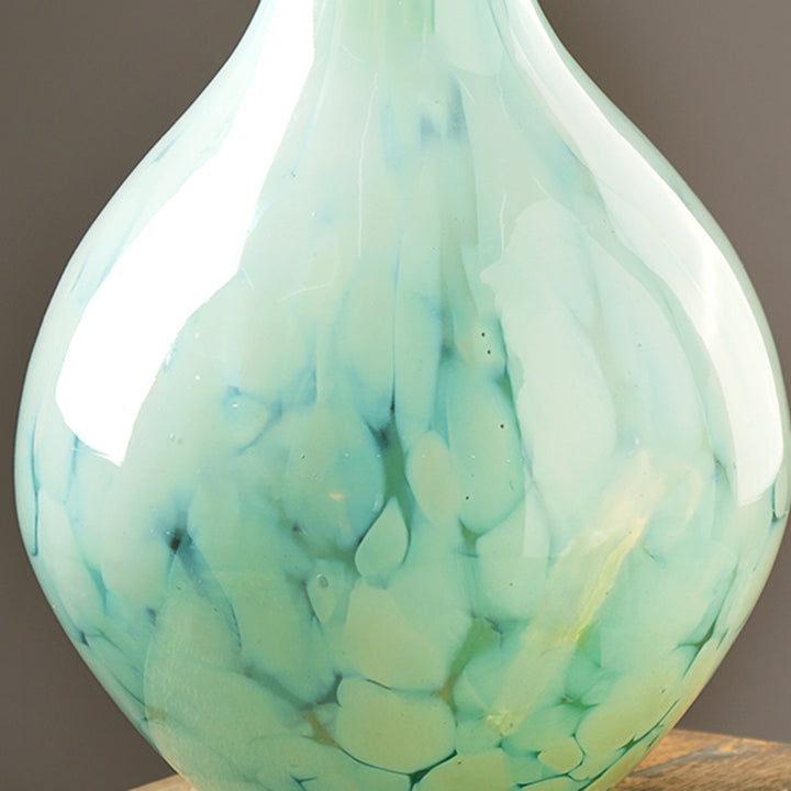 White Splutter Green Glass Vase-1