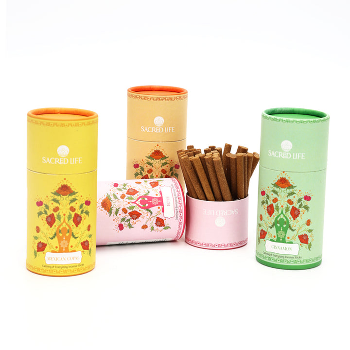 Sacred Life Yoga Bambooless Incense Sticks - Pack Of 4 Variant: Mandarin, Mexican Copal, Cinnamon, Rose