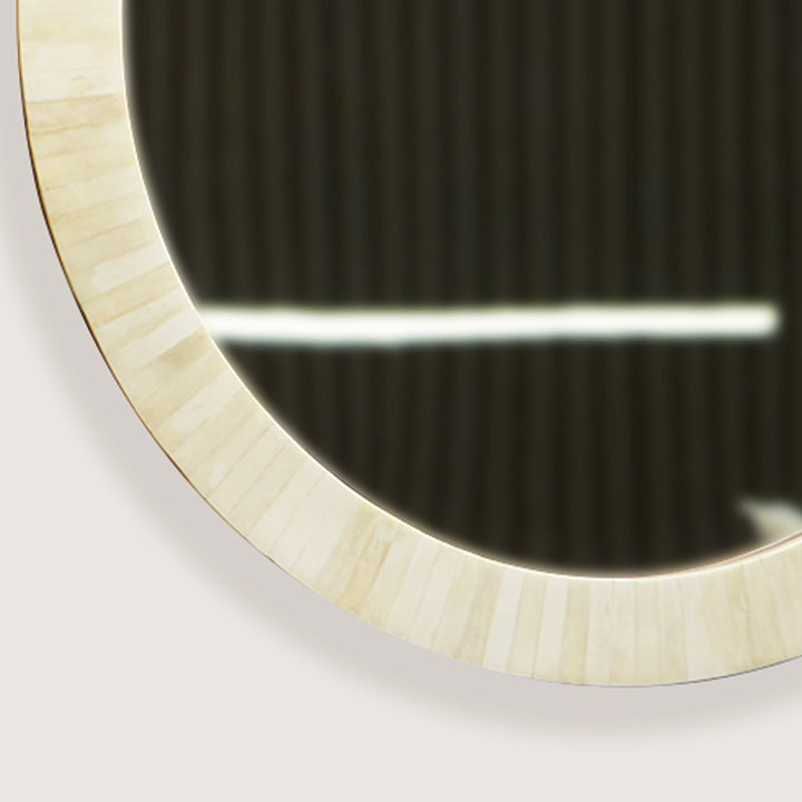 Brick Pattern Inlay Round Mirror Frame