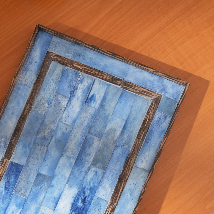 Blue Bone Dyed Bone/Wood Tray 12X7.25X0.75