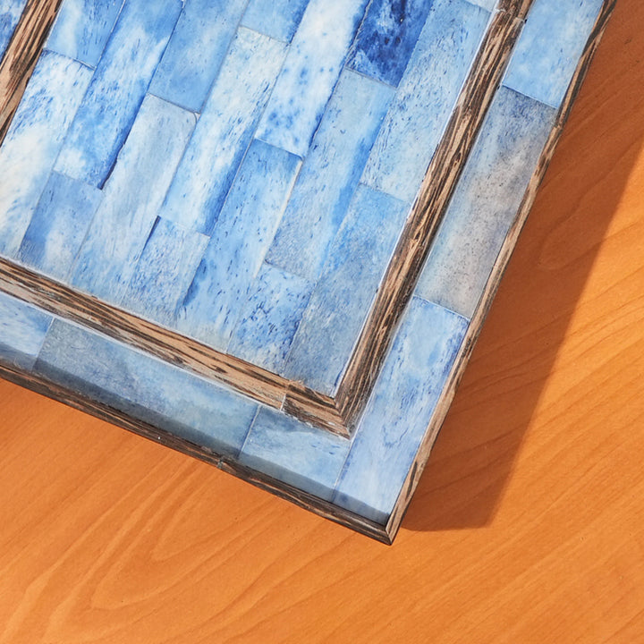 Blue Bone Dyed Bone/Wood Tray 12X7.25X0.75